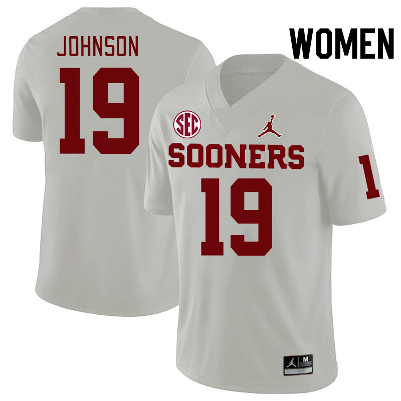 Women #19 Jacobe Johnson Oklahoma Sooners 2024 SEC Conference College Football Jerseys-White